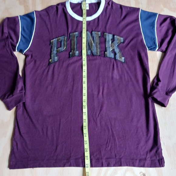 VICTORIA"S SECRET PINK MEDIUM BURGUNDY SEQUIM LONG SLEEVE T-SHIRT - Picture 8 of 8